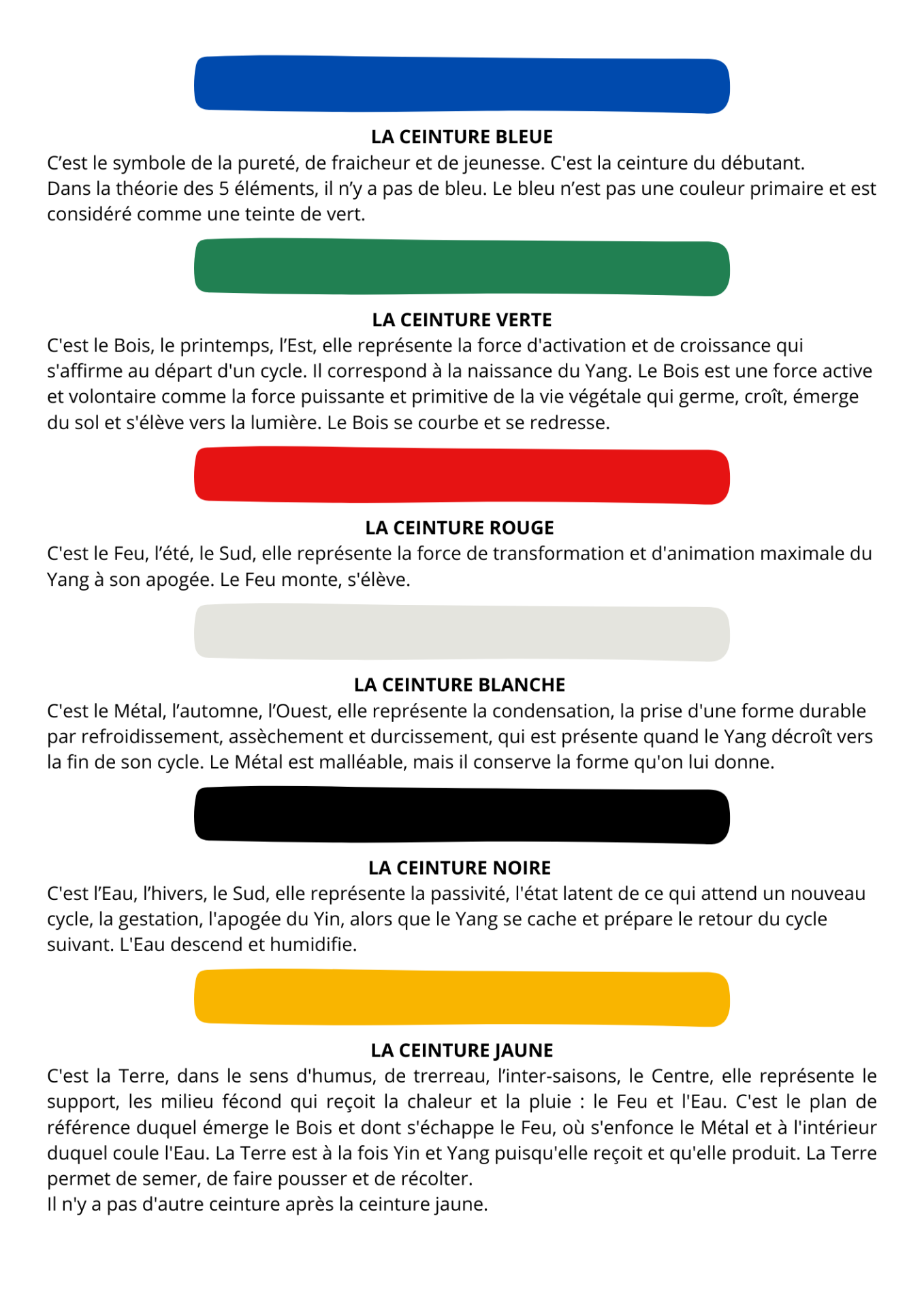 Ceintures Warriors Factory systeme de grade